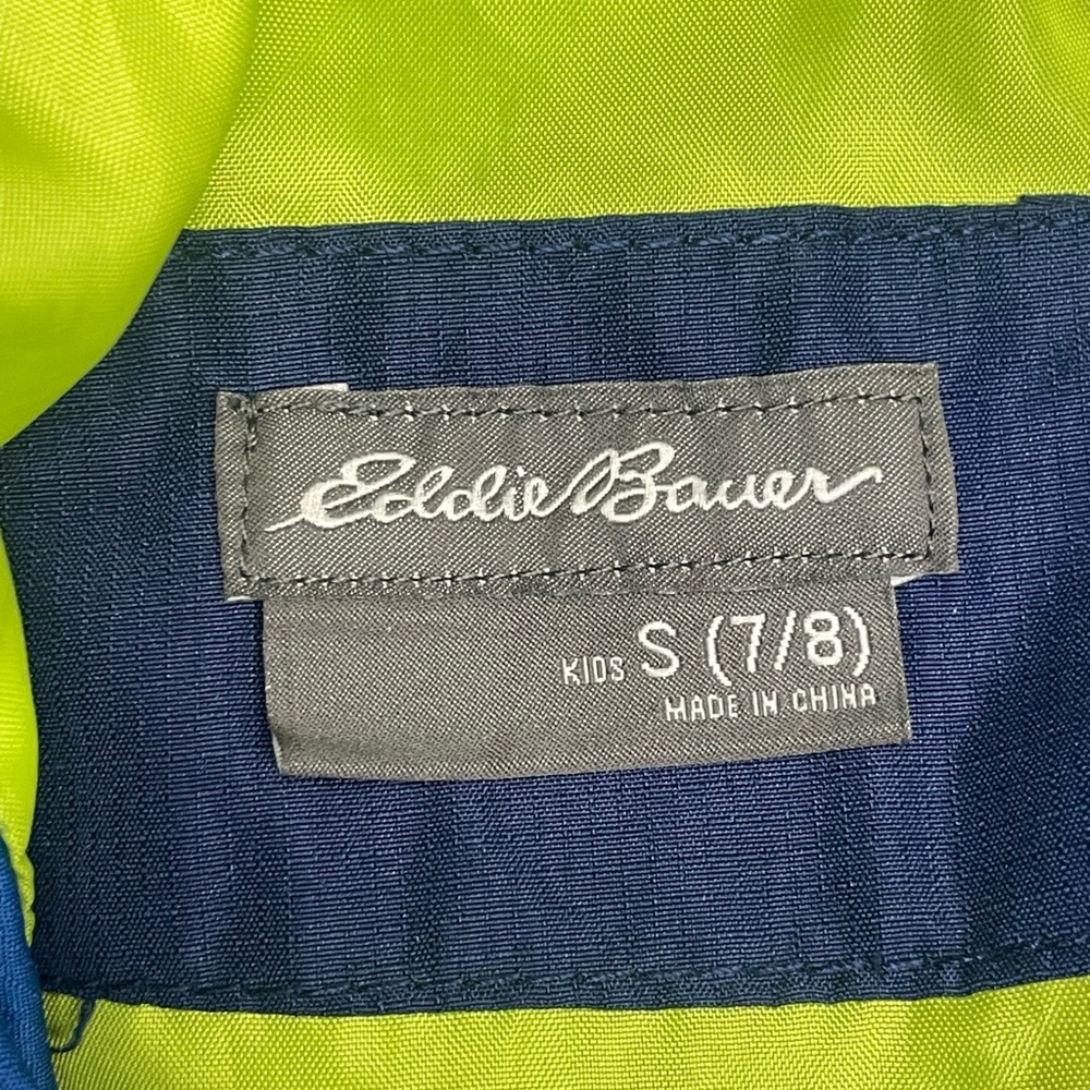 Eddie Bauer Boys Blue and Green Raincoat full zip with Hood Size S (7/8) - Picture 5 of 16